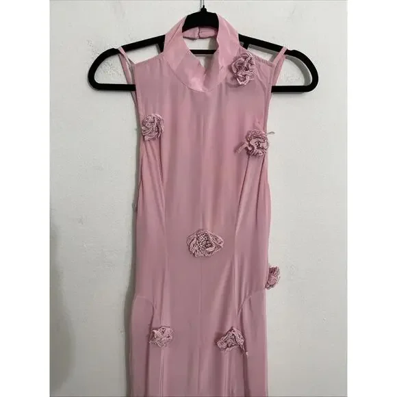 La Fuori Backless Maxi Dress in Ostrich Feather Pink XS NWT $780msrp - Picture 7 of 14